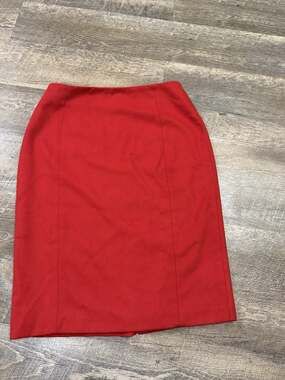 Vintage Cortland Collection Wool Pencil Skirt Size 10 Red Lined Knee Length